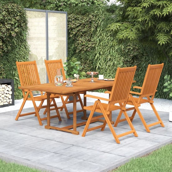 Ensemble à manger de jardin 5 pcs bois d'acacia massif 150-200 cm