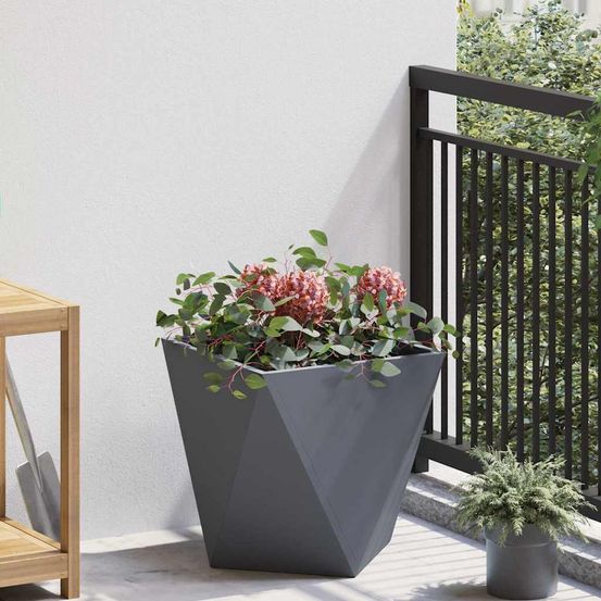 Jardinière carrée acier anthracite pour jardin terrasse 40x40 cm