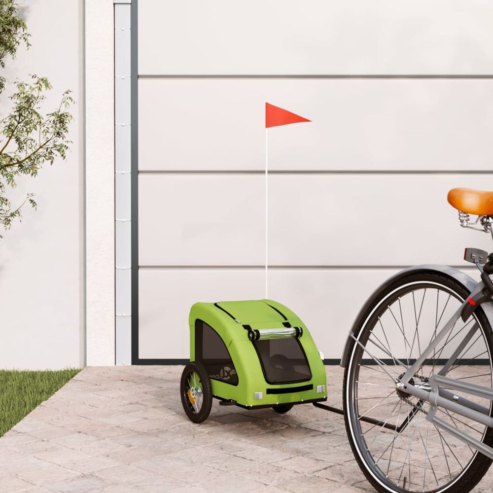 Remorque vélo pour chien 30kg en tissu oxford pour balades et courses vert