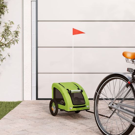 Remorque vélo pour chien 30kg en tissu oxford pour balades et courses vert