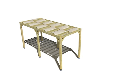 Pergola bois • 2m x 5m • indépendante • sens largeur • voilage semi-transparent inclus • livraison comprise