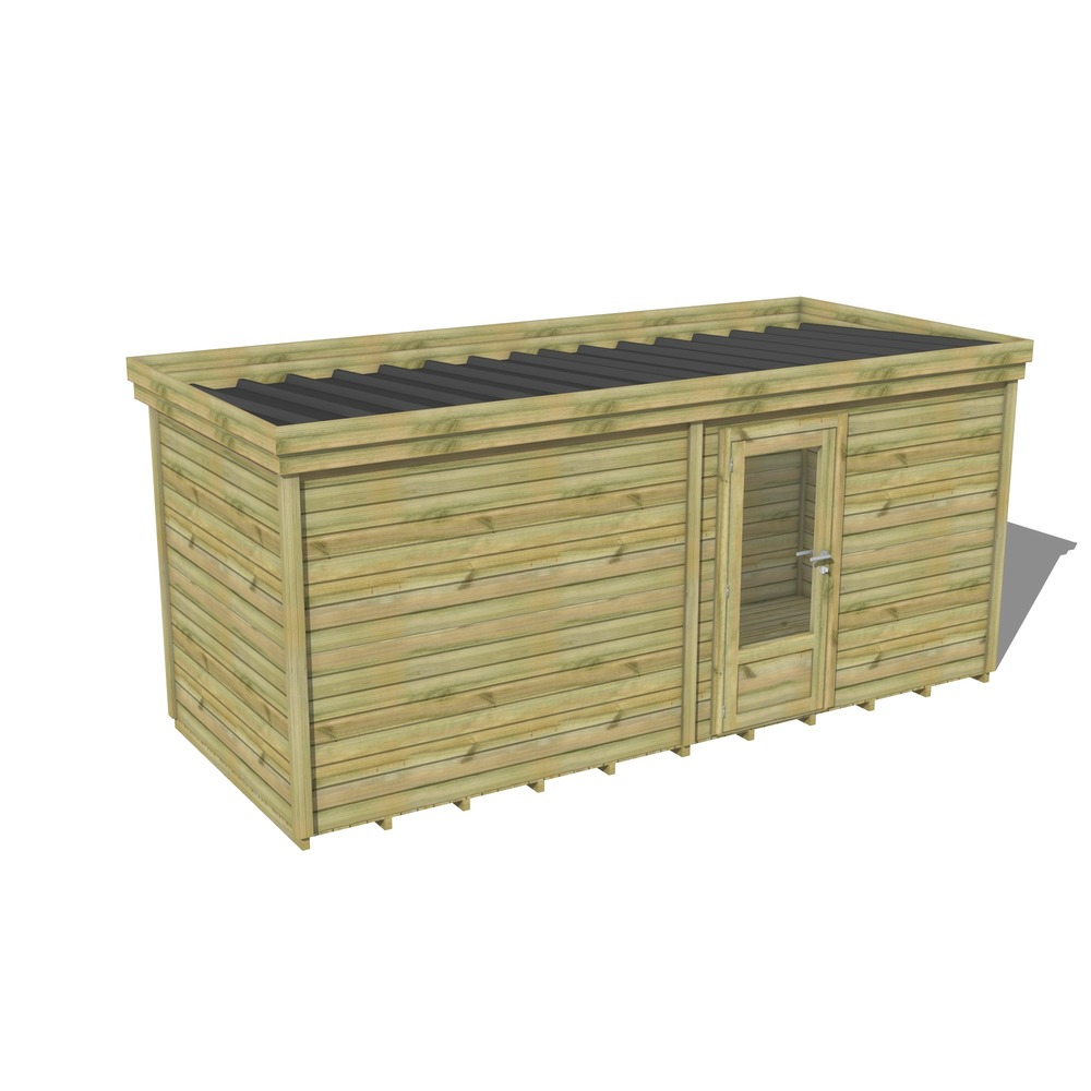 Abri de jardin bois pin traité autoclave 27mm - 5,69x2,14m / 12m2 - bac acier - plancher bois