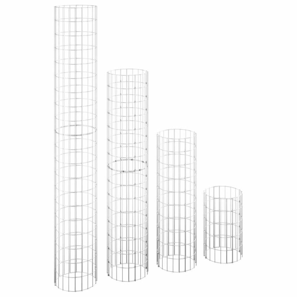 Lits surélevés à gabion circulaires 4 pcs ø30x50/100/150/200 cm