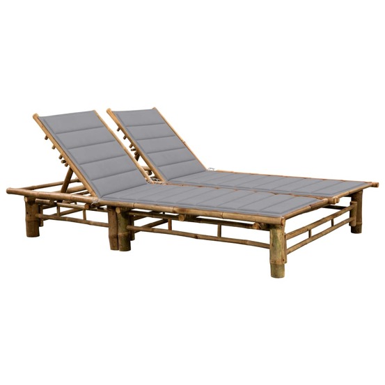 Chaise longue pour 2 personnes avec coussins bambou