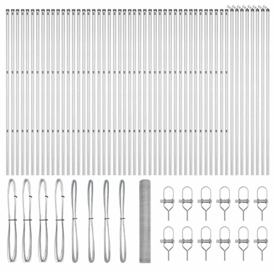 Clôture avec poteaux argent 1.2 x 100 m acier recouvert de pvc