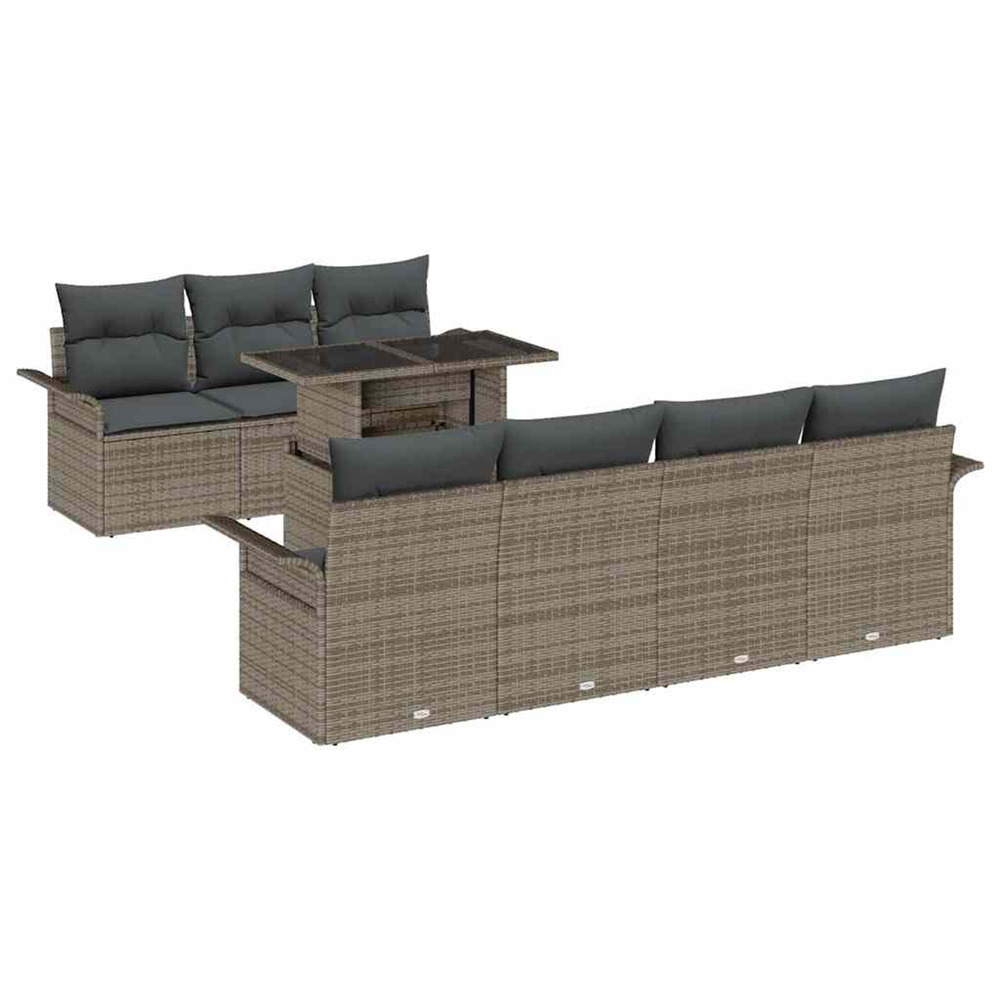 Ensemble de canapé de jardin 8 pcs gris poly rattan