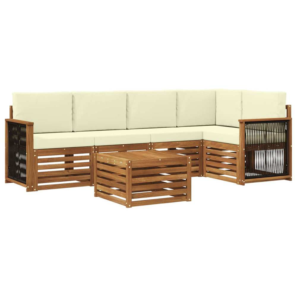 Ensemble de canapé d'angle avec coussin 5 pcs naturel et crème