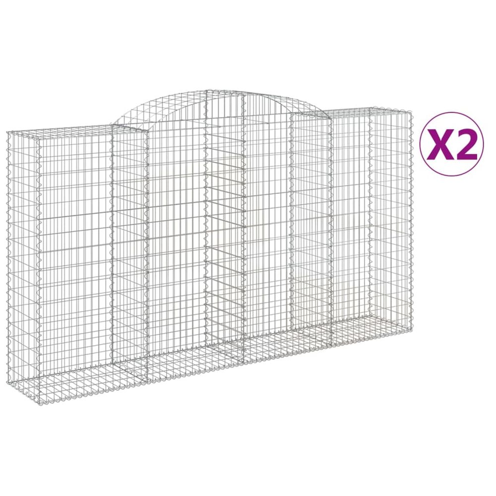 Paniers à gabions arqués 2 pcs 300x50x160/180 cm fer galvanisé