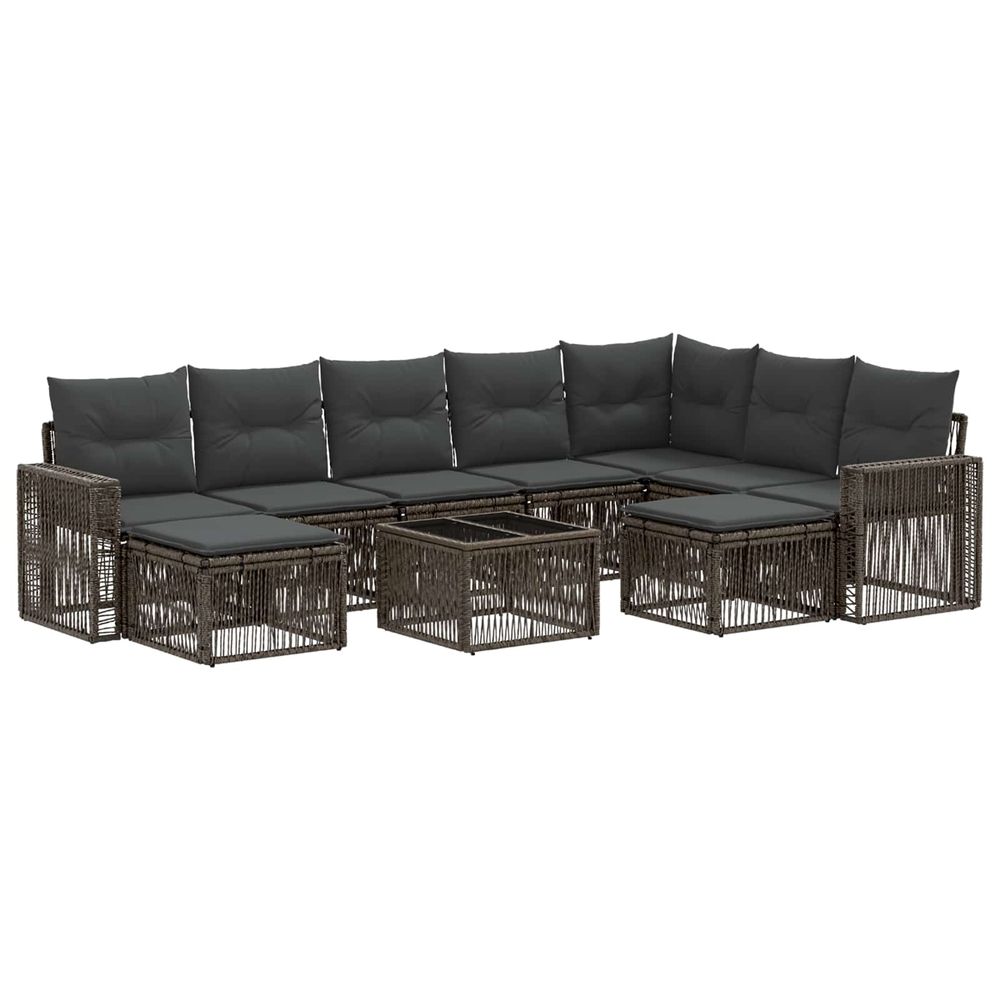 Ensemble de canapé de jardin 10 pc gris et gris foncé polyrotin