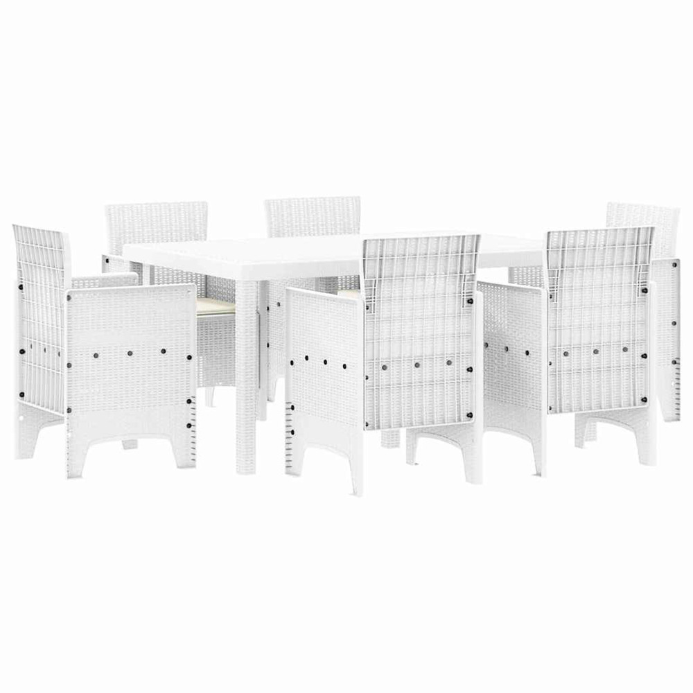Ensemble de salle à manger pour jardin 7 pcs blanc rattan polt