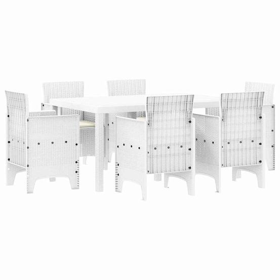 Ensemble de salle à manger pour jardin 7 pcs blanc rattan polt