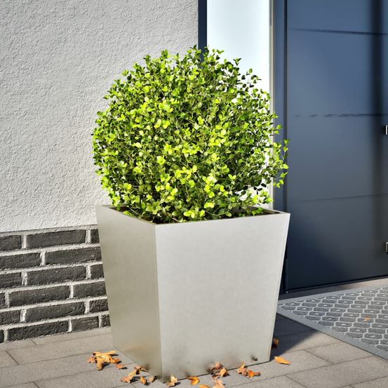 Jardinière carrée acier inoxydable design moderne extérieur 50cm
