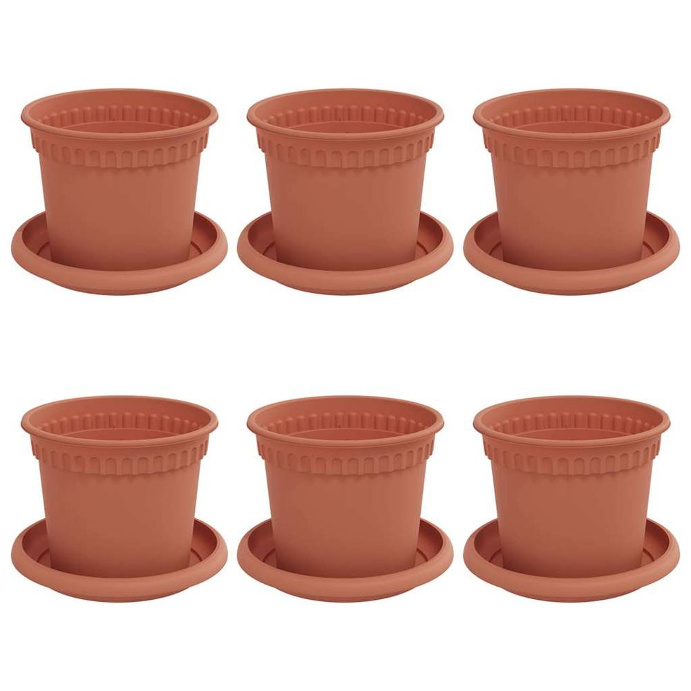 Pots de plantes 6 pc rouge brique plastique