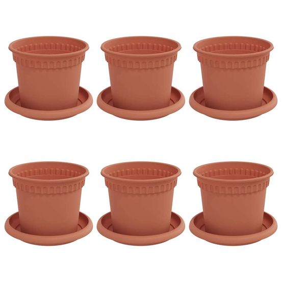 Pots de plantes 6 pc rouge brique plastique