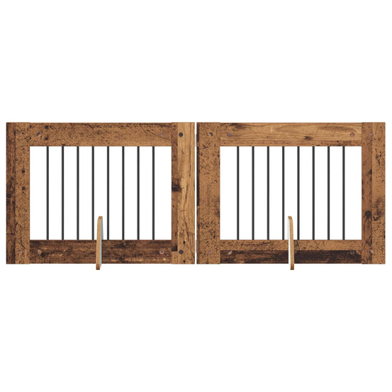 Portillon pour chien avec supports 2 pcs bois ancien 80 x 60 cm