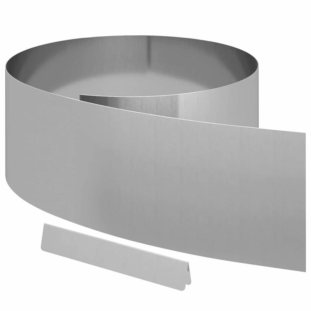 Bordure de pelouse 450 x 25 cm acier galvanisé argent