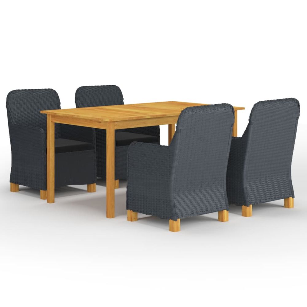 Ensemble à manger de jardin 5 pcs gris foncé