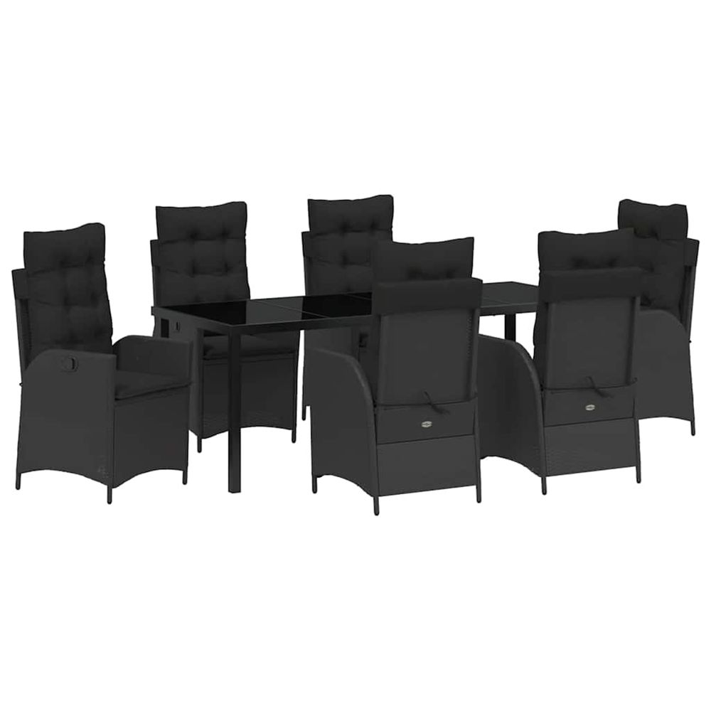 Ensemble de salle à manger pour jardin 7 pc noir polyrotin