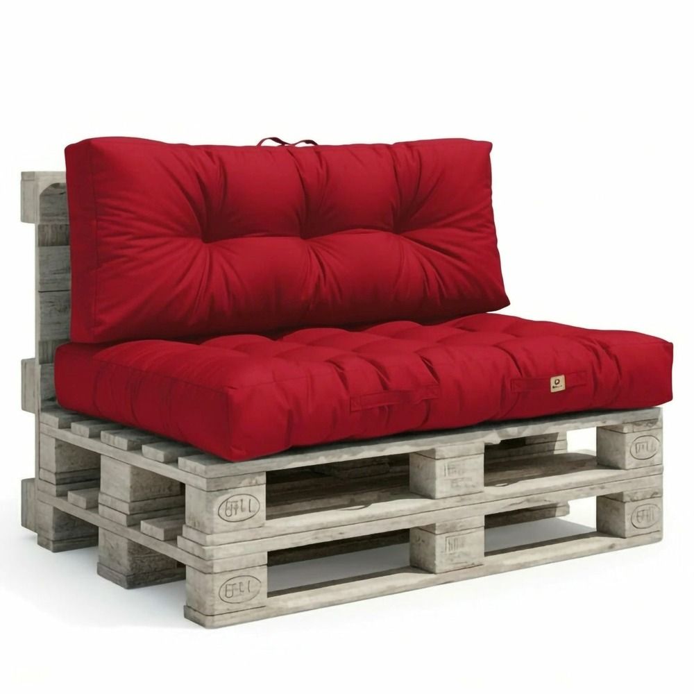 Coussins matelas pour palette 120x80x15 en polyester rouge piment