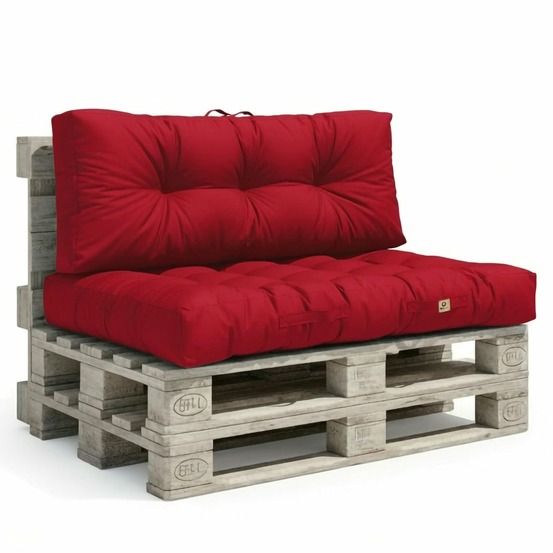Coussins matelas pour palette 120x80x15 en polyester rouge piment