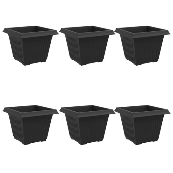 Pot de fleurs carré 6 pcs noir 43 x 43 x 33,5 cm plastique