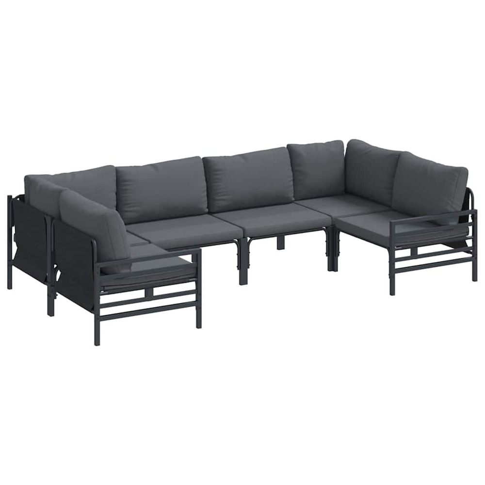 Ensemble de canapé de jardin avec coussin 6 pcs noir acier