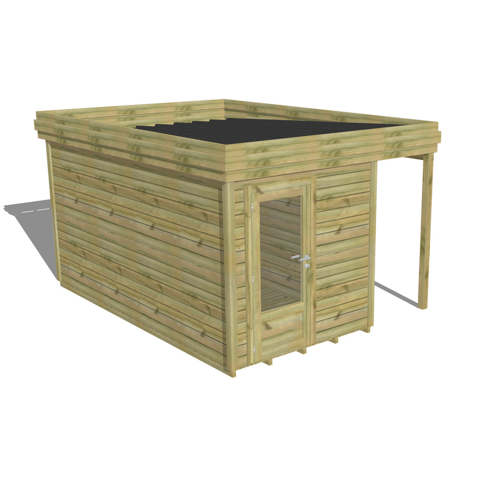 Abri de jardin bois pin traité autoclave 27mm - 3,14x4,34m / 14m2 - bac acier - plancher bois