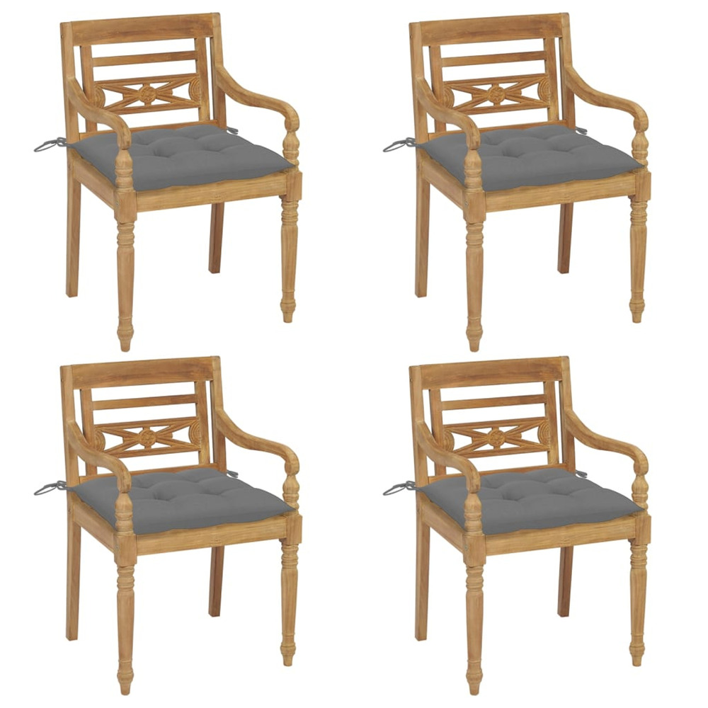 Chaises batavia avec coussins lot de 4 bois de teck solide