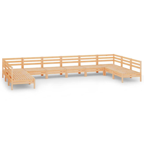 Salon de jardin 10 pcs bois de pin massif