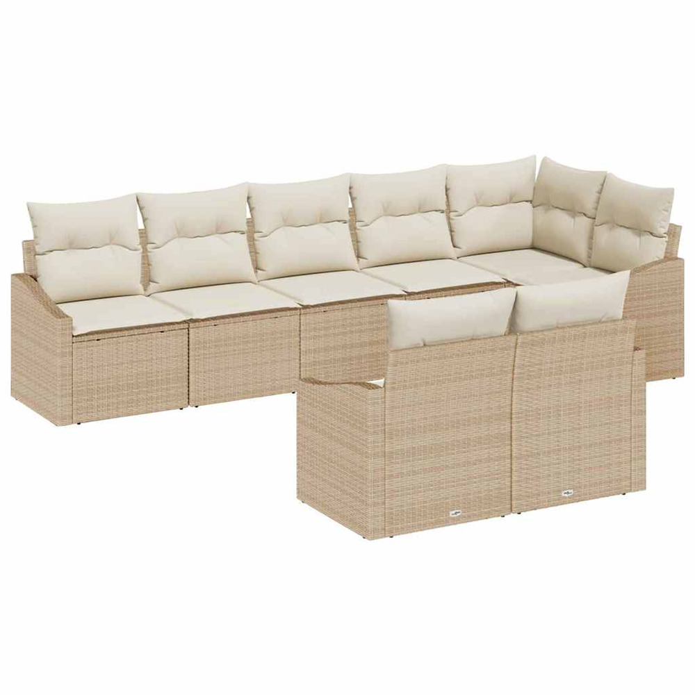 Ensemble de canapé de jardin 8 pcs beige et blanc polyrotin