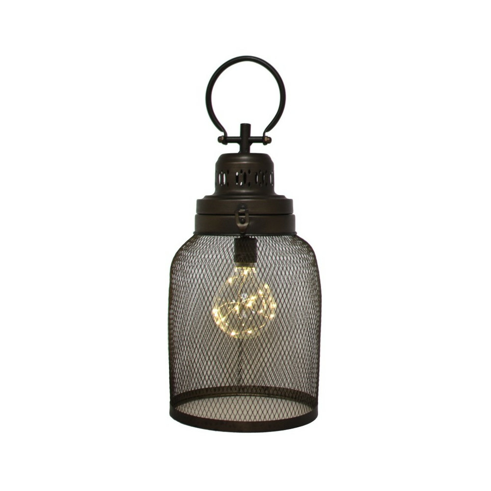 Lampe à poser industrielle salon ampoule métal marron 47cm