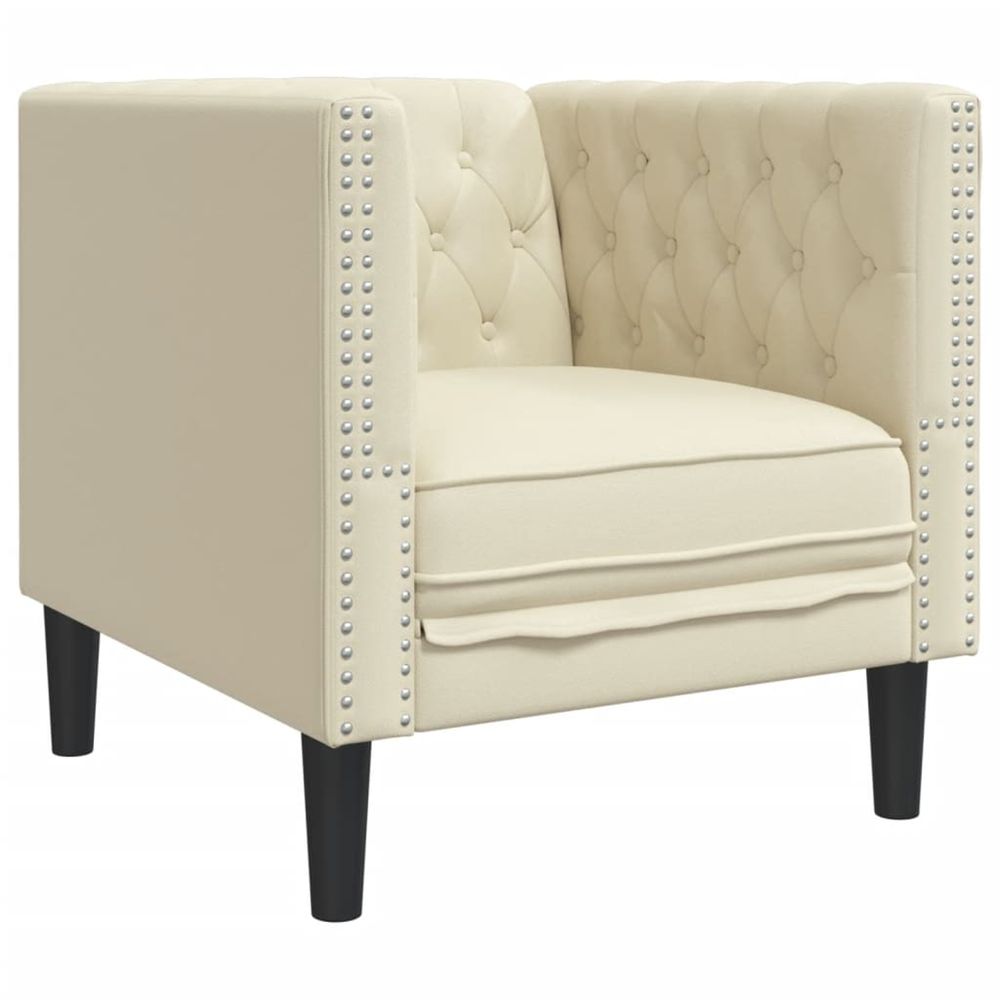 Fauteuil chesterfield crème similicuir
