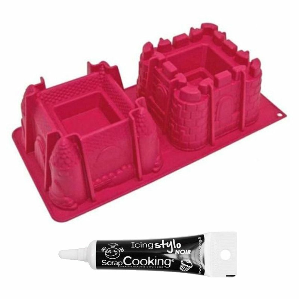 Moule à gâteaux châteaux + stylo de glaçage noir
