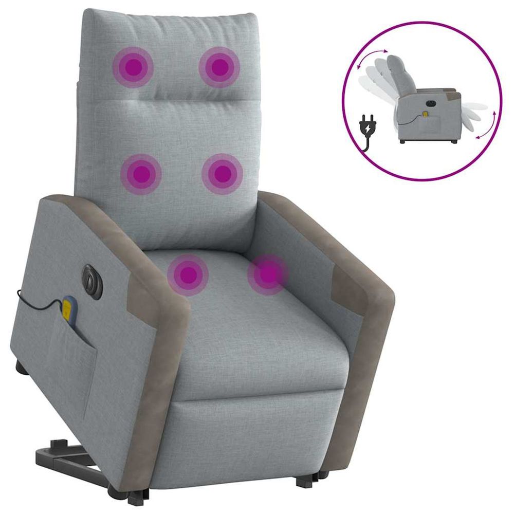 Fauteuil inclinable de massage électrique gris clair tissu