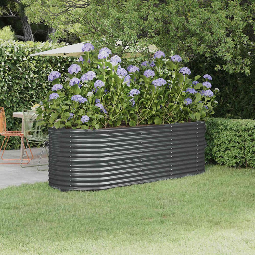 Jardinière haute ovale acier galvanisé anthracite 224x80x68 cm