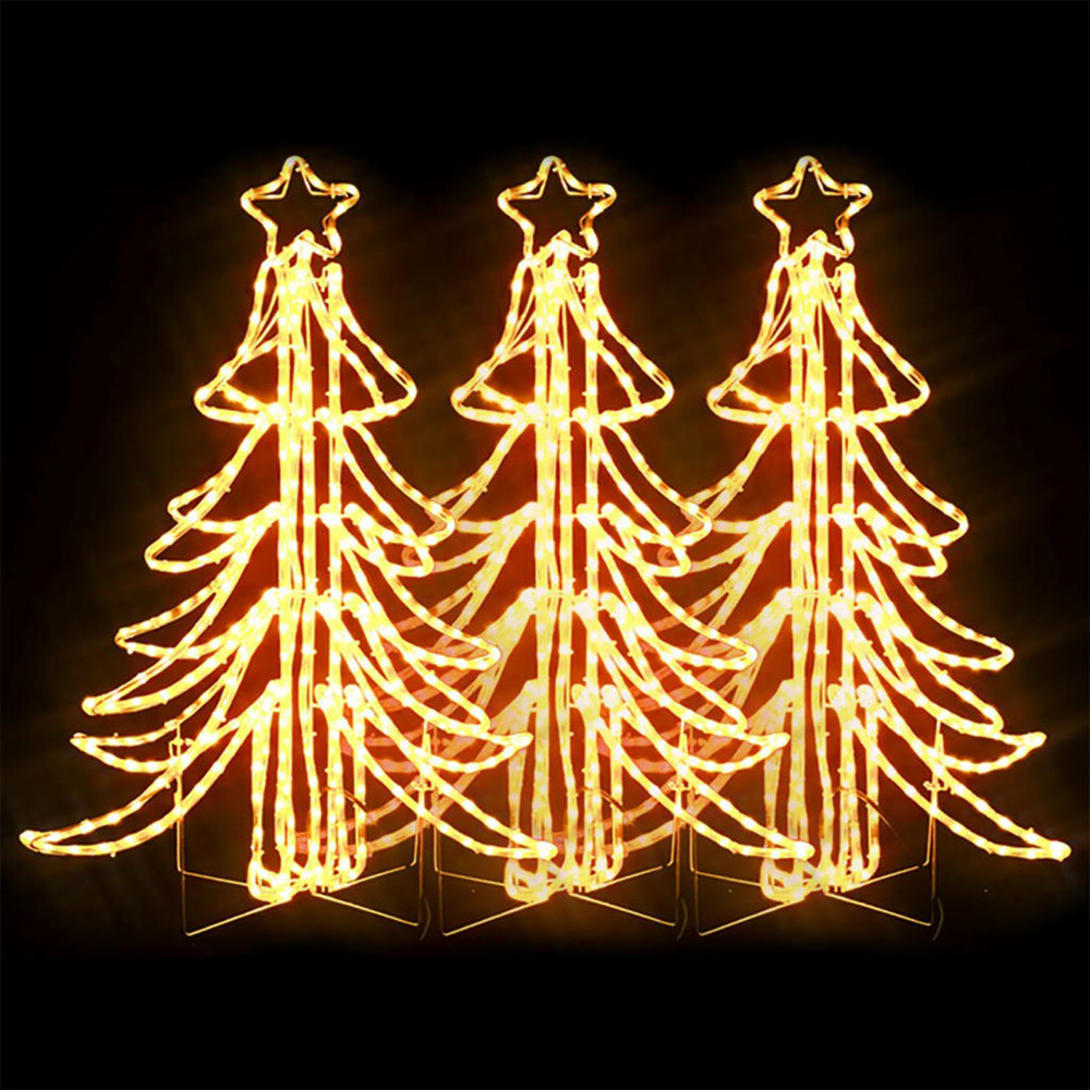 Arbres de noël pliables avec led 3 pcs blanc chaud 87x87x93 cm