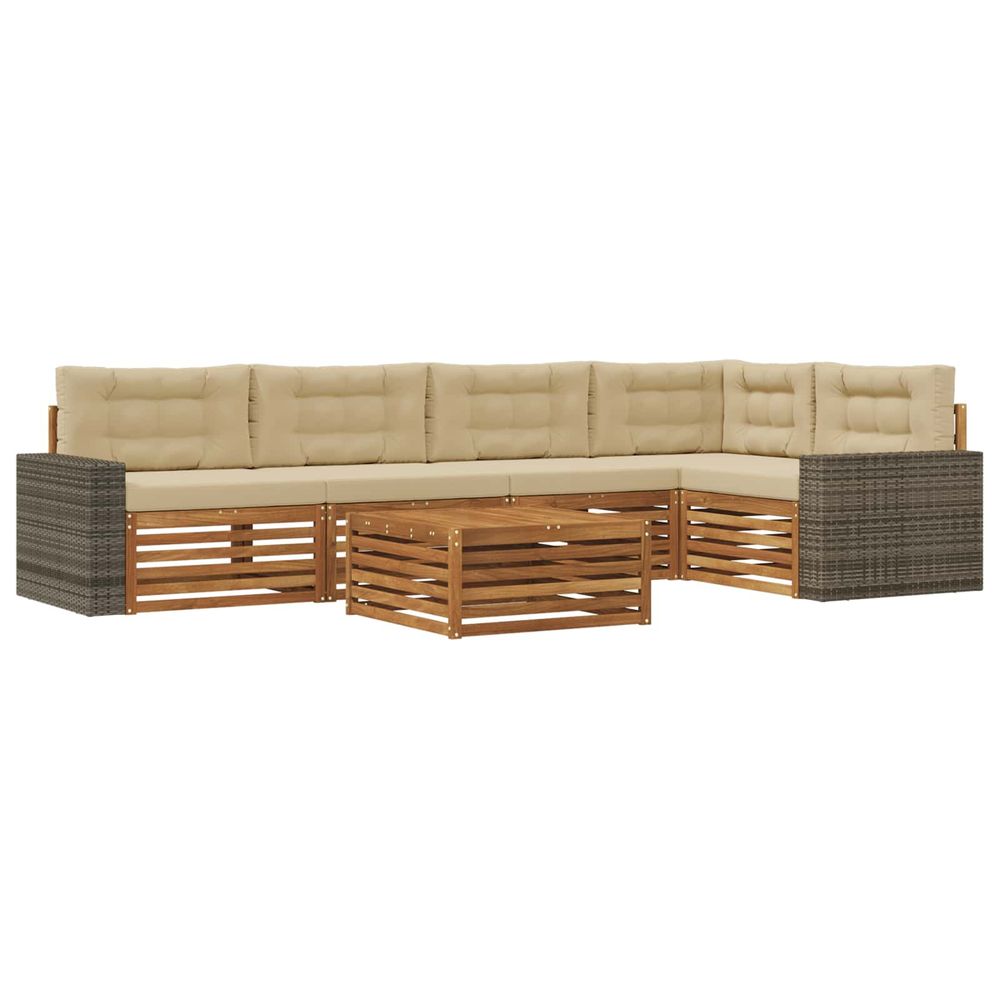 Ensemble de canapés d'extérieur 6 pc naturel et beige polyester