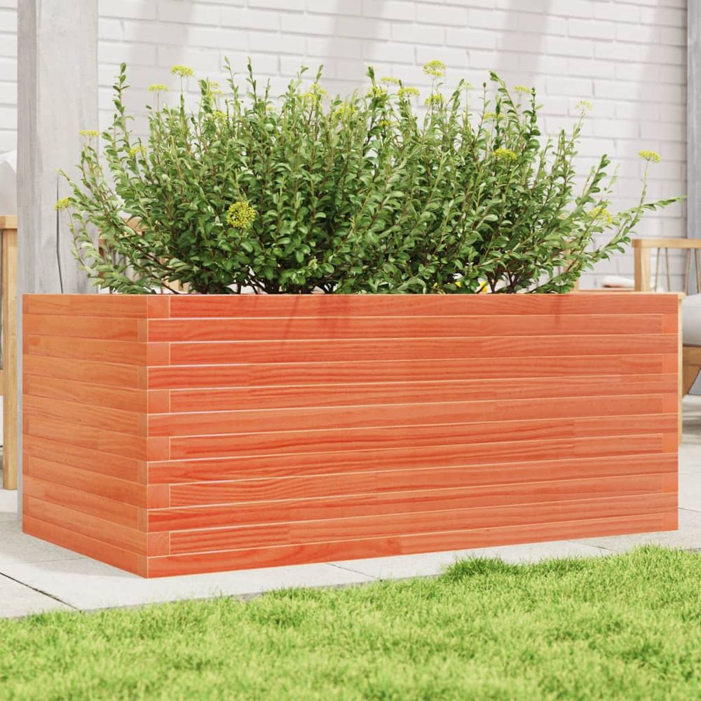 Très grande jardinière large cire marron 110x60cm