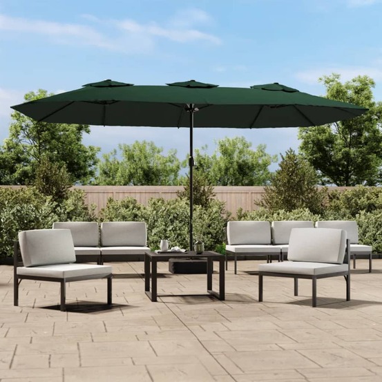 Parasol de jardin à double tête avec led vert 449x265 cm