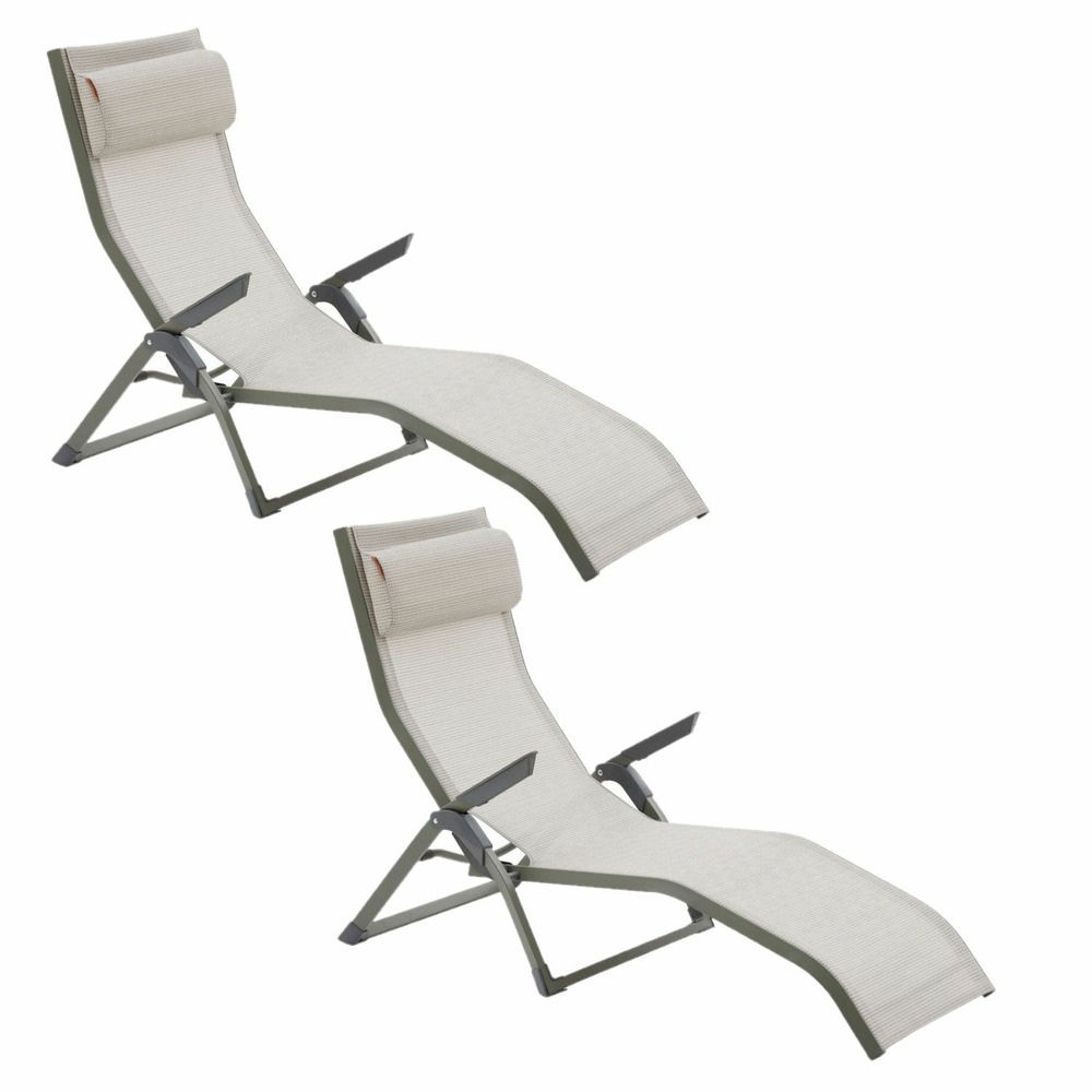 Lot de 2 transats en aluminium et texaline decima