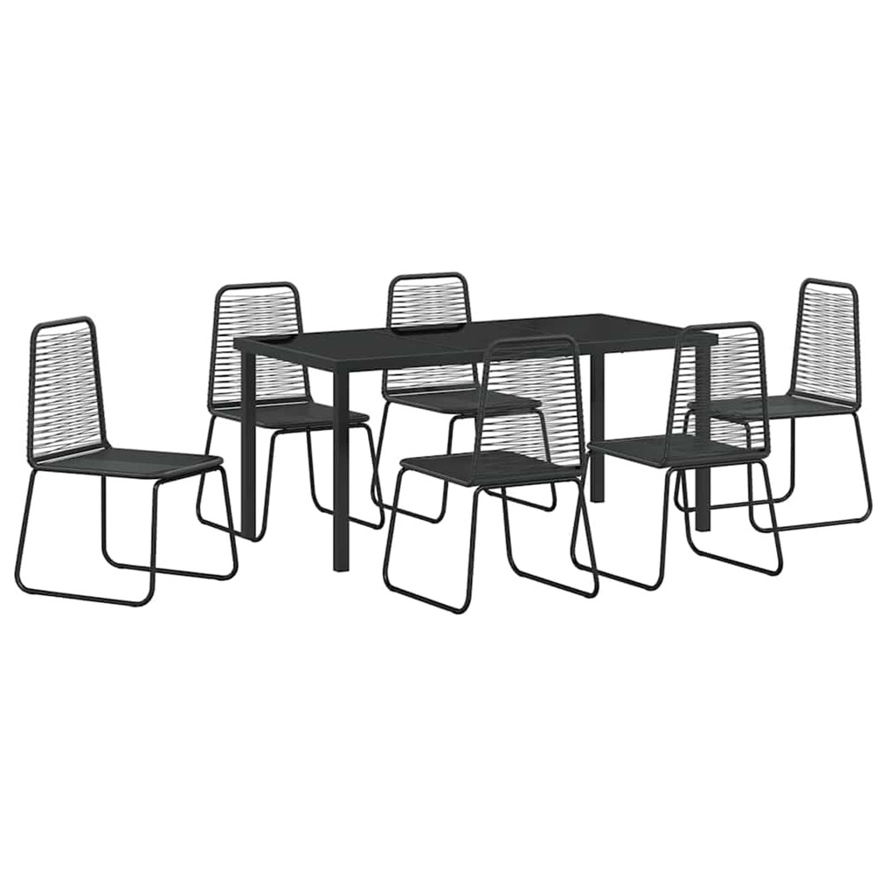 Ensemble de salle à manger pour jardin 7 pcs noir