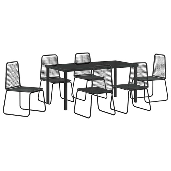Ensemble de salle à manger pour jardin 7 pcs noir