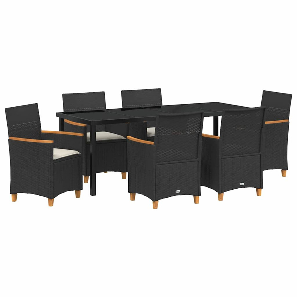 Ensemble de salle à manger pour jardin 7 pcs noir polyrotin