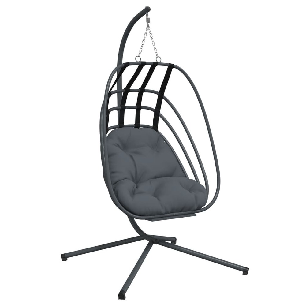 Chaise suspendue en forme d'œuf avec support anthracite acier