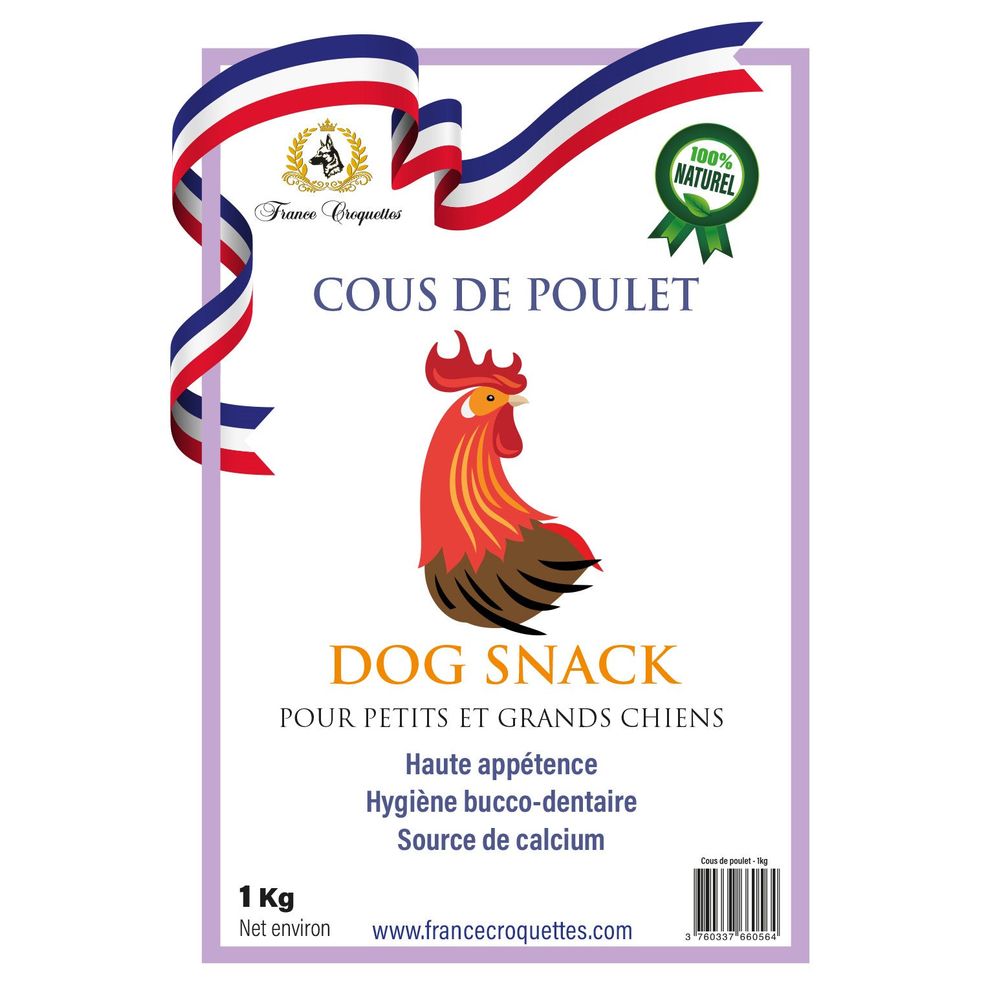 France croquettes friandise pour chien cous de poulet séchés - 5 kg