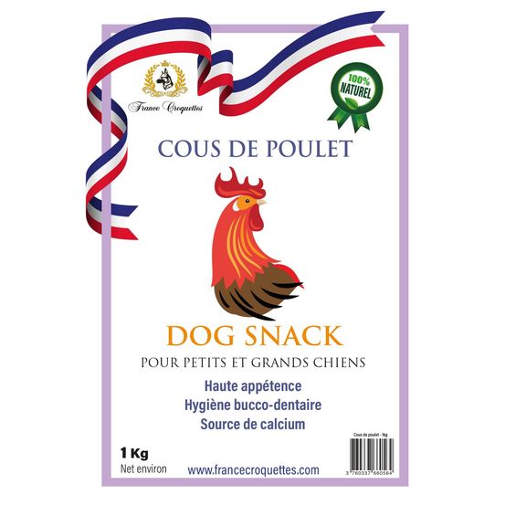 France croquettes friandise pour chien cous de poulet séchés - 5 kg