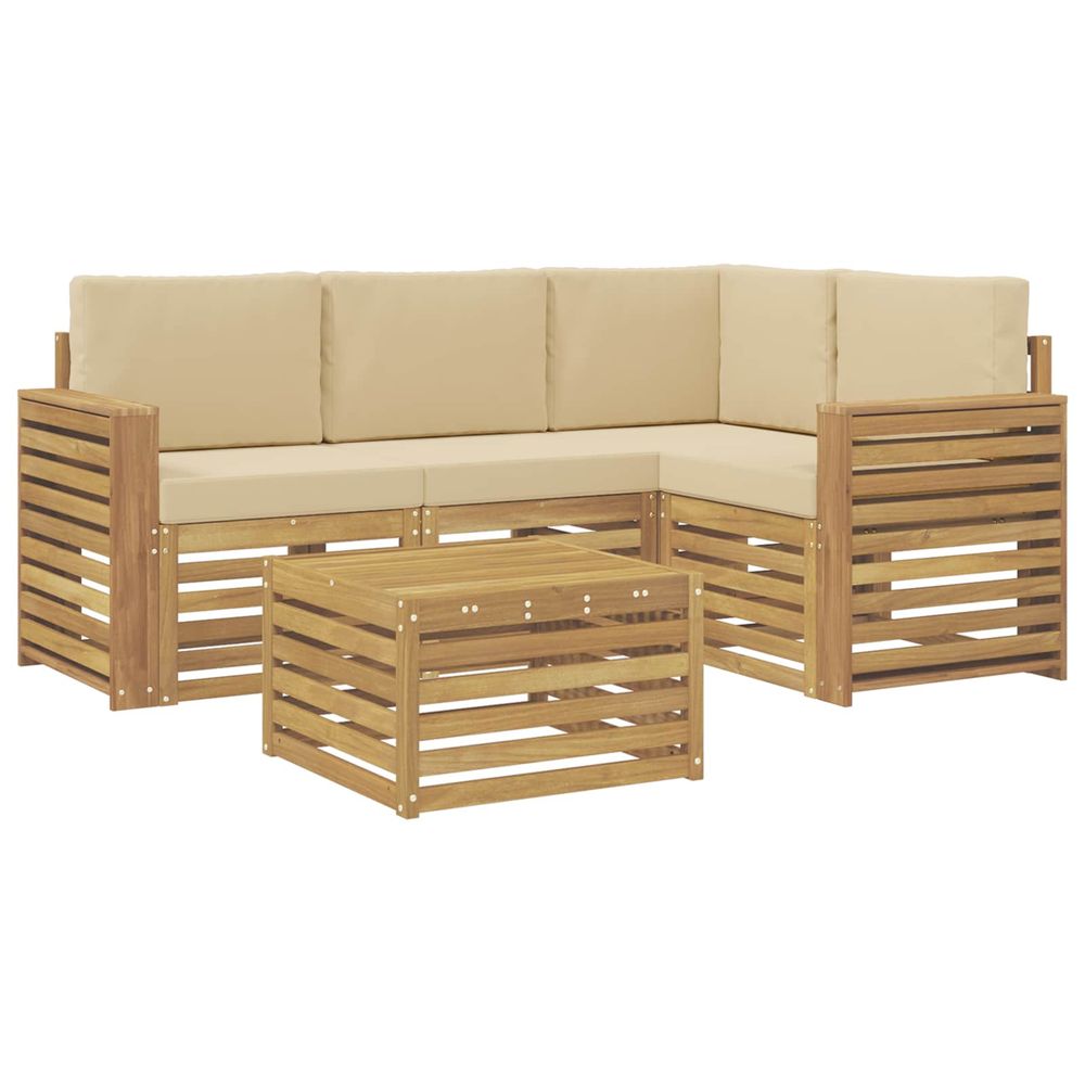 Ensemble de canapés d'extérieur 5 pc blanc et beige polyester