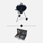 Barbecue charbon de bois georges + mallette d'ustensiles 18 accessoires