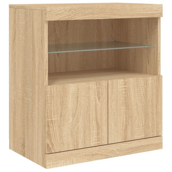 Buffet bahut commode armoire meuble de rangement organisateur cuisine salle de séjour salon avec lumières led sonoma 60 x 37
