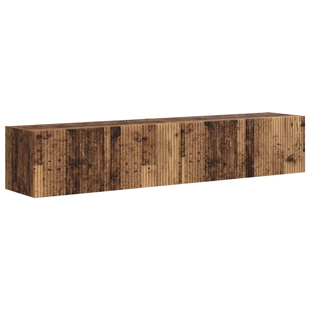 Meuble tv mural 2 pc bois ancien bois d'ingénierie